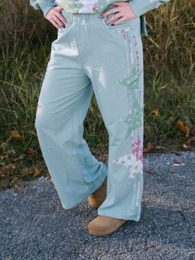 Sweet Quilted Pants-Mint Green Star Accents         Size (16)